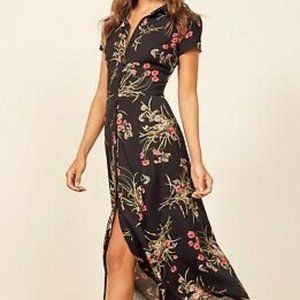 REFORMATION Blue Floral Print WILMA Button-Down C